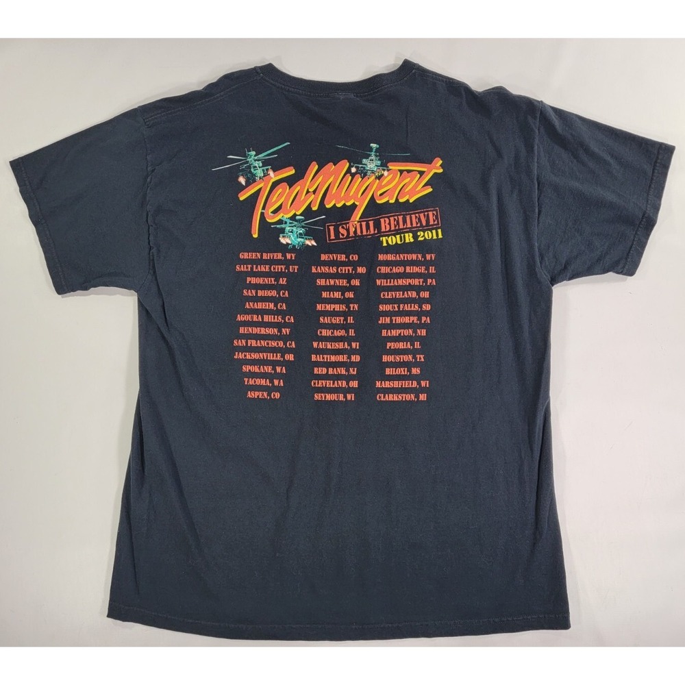 Ted Nugent 2011 I Still Believe Concert Shirt 2 Sided Tour Dates Men's Sz XL EUC - Picture 2 of 8